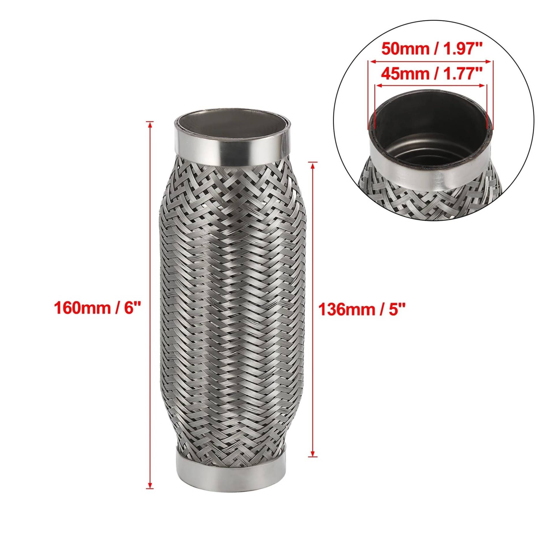 Auspuffblende 45/50/55/65/70/75mm Auto Schalldämpfer Auspuff Flexrohr Flexible Schläuche Auspuff Joint Schalldämpfer Edelstahl 160mm 200mm Auto Auspuff Schalldämpfer(45x136x160mm) von WALEQW