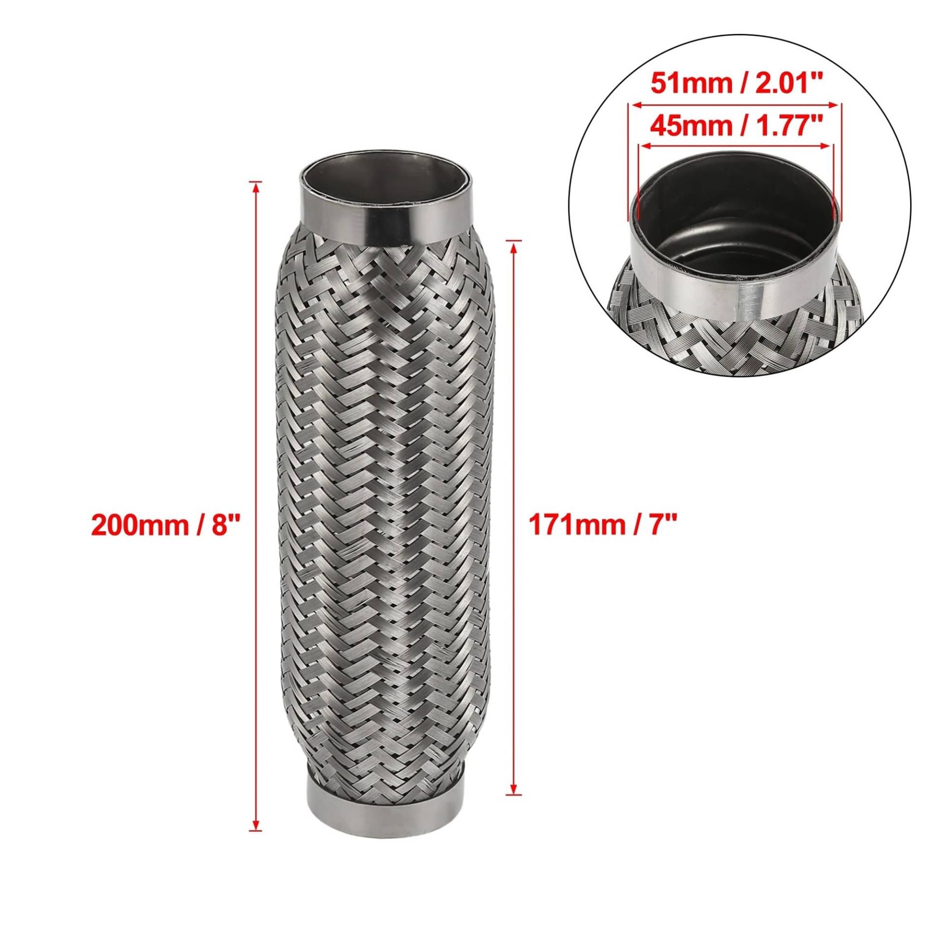 Auspuffblende 45/50/55/65/70/75mm Auto Schalldämpfer Auspuff Flexrohr Flexible Schläuche Auspuff Joint Schalldämpfer Edelstahl 160mm 200mm Auto Auspuff Schalldämpfer(45x171x200mm) von WALEQW