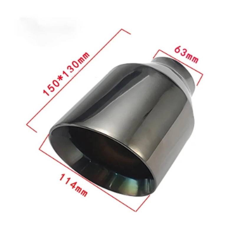 Auspuffblende 63mm Schalldämpfer Endrohr 114mm Schräg Doppelwand Auslass Edelstahl Auspuffblende Endrohr Schwarz Blau Auto Auspuff Schalldämpfer(H0DM2027d) von WALEQW