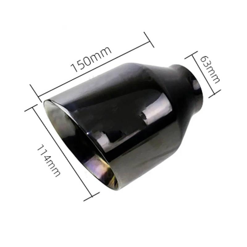 Auspuffblende 63mm Schalldämpfer Endrohr 114mm Schräg Doppelwand Auslass Edelstahl Auspuffblende Endrohr Schwarz Blau Auto Auspuff Schalldämpfer(H0DM2027d-TR) von WALEQW