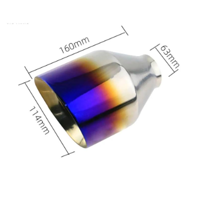 Auspuffblende 63mm Schalldämpfer Endrohr 114mm Schräg Doppelwand Auslass Edelstahl Auspuffblende Endrohr Schwarz Blau Auto Auspuff Schalldämpfer(L1DM2027d) von WALEQW