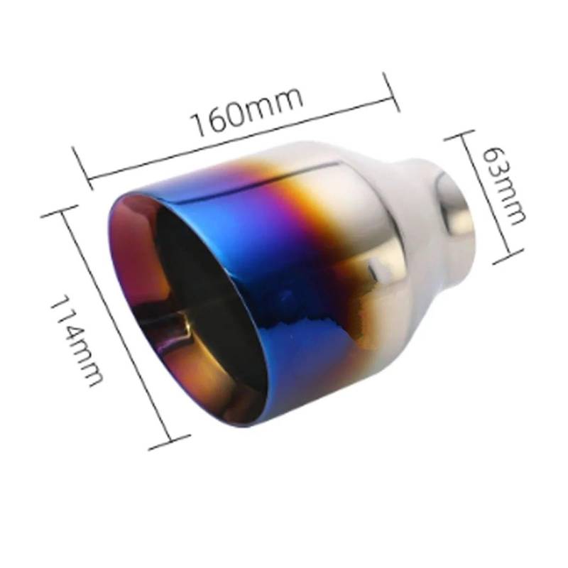 Auspuffblende 63mm Schalldämpfer Endrohr 114mm Schräg Doppelwand Auslass Edelstahl Auspuffblende Endrohr Schwarz Blau Auto Auspuff Schalldämpfer(L1DM2027d-WA) von WALEQW