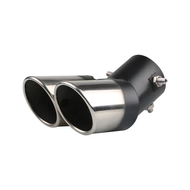 Auspuffblende 64 Mm Universal-Auspuffendrohr Mit Doppeltem Durchgang Auspuffschalldämpfer-Endrohr Aus Edelstahl Rohrverkleidung Modifiziertes Auspuffendrohr Auto Auspuff Schalldämpfer(Curved Bevel-Bla von WALEQW
