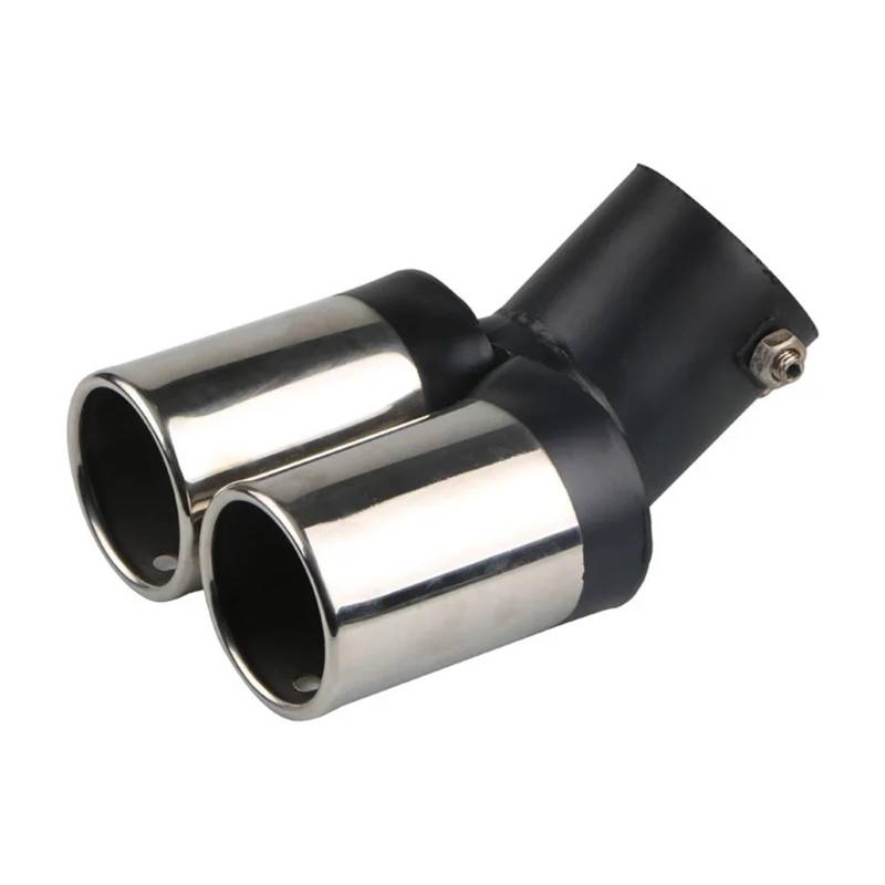 Auspuffblende 64 Mm Universal-Auspuffendrohr Mit Doppeltem Durchgang Auspuffschalldämpfer-Endrohr Aus Edelstahl Rohrverkleidung Modifiziertes Auspuffendrohr Auto Auspuff Schalldämpfer(Curved Flat-Blac von WALEQW