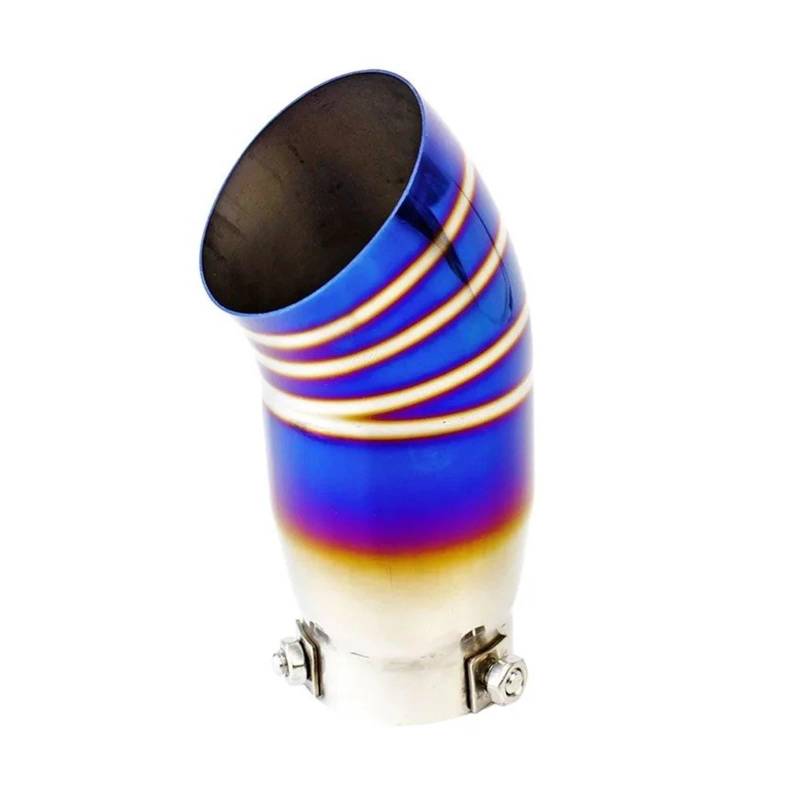Auspuffblende 64mm Auspuffrohrspitze 25 Zoll Edelstahl Chrom Regenbogen Schwarz Gold Burnt Blue Schalldämpfer Endrohr 25 Zoll JDM Universal Auto Auspuff Schalldämpfer(Burnt Blue) von WALEQW