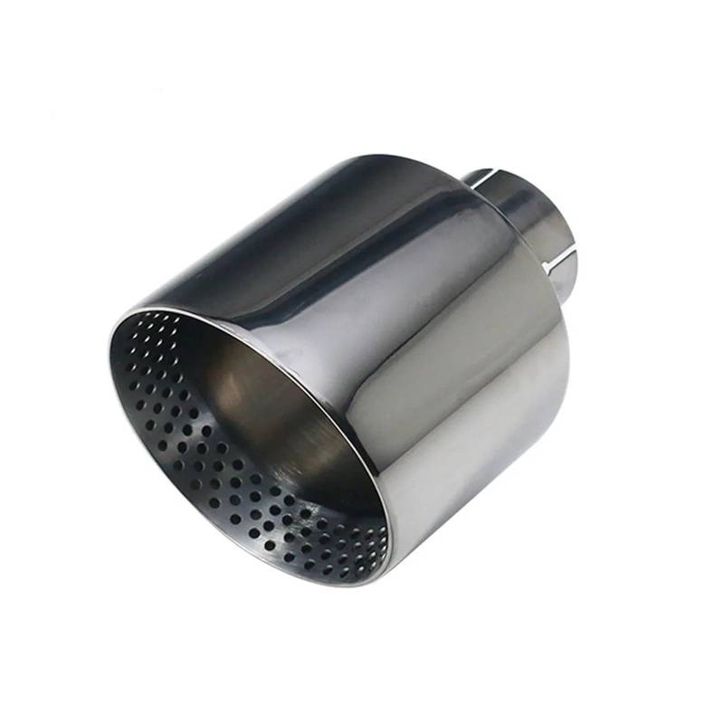 Auspuffblende Auto-Auspuffblende Schwarz Glänzend Schnittstelle 63 Mm Schräger Auslass 127 Mm Universelles Auto-Schalldämpfer-Endrohr Aus Edelstahl Mit Löchern Auto Auspuff Schalldämpfer von WALEQW