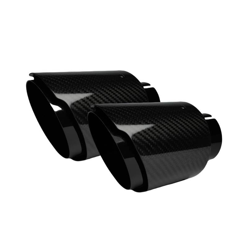 Auspuffblende Auto Carbon Fiber Endrohr Edelstahl Schalldämpfer Helle Schwarz Twill Glänzend Schalldämpfer Auspuff Düse Spitze Auto Auspuff Schalldämpfer(60mm-114mm) von WALEQW
