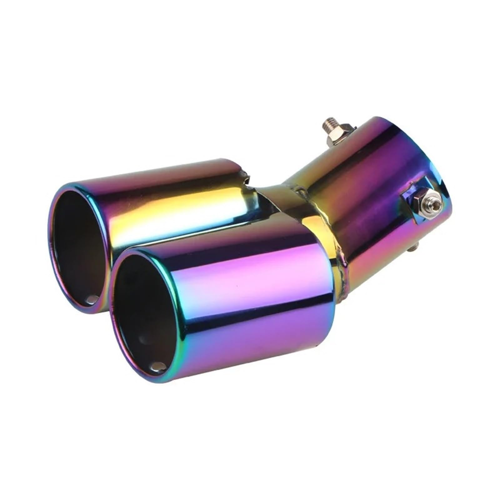 Auspuffblende Auto Universal Eins Bis Zwei Gegrilltes Blaues Auspuffendrohr Doppelrohr Edelstahl Auspuffrohr Modifikation Zubehör Auto Auspuff Schalldämpfer(H) von WALEQW