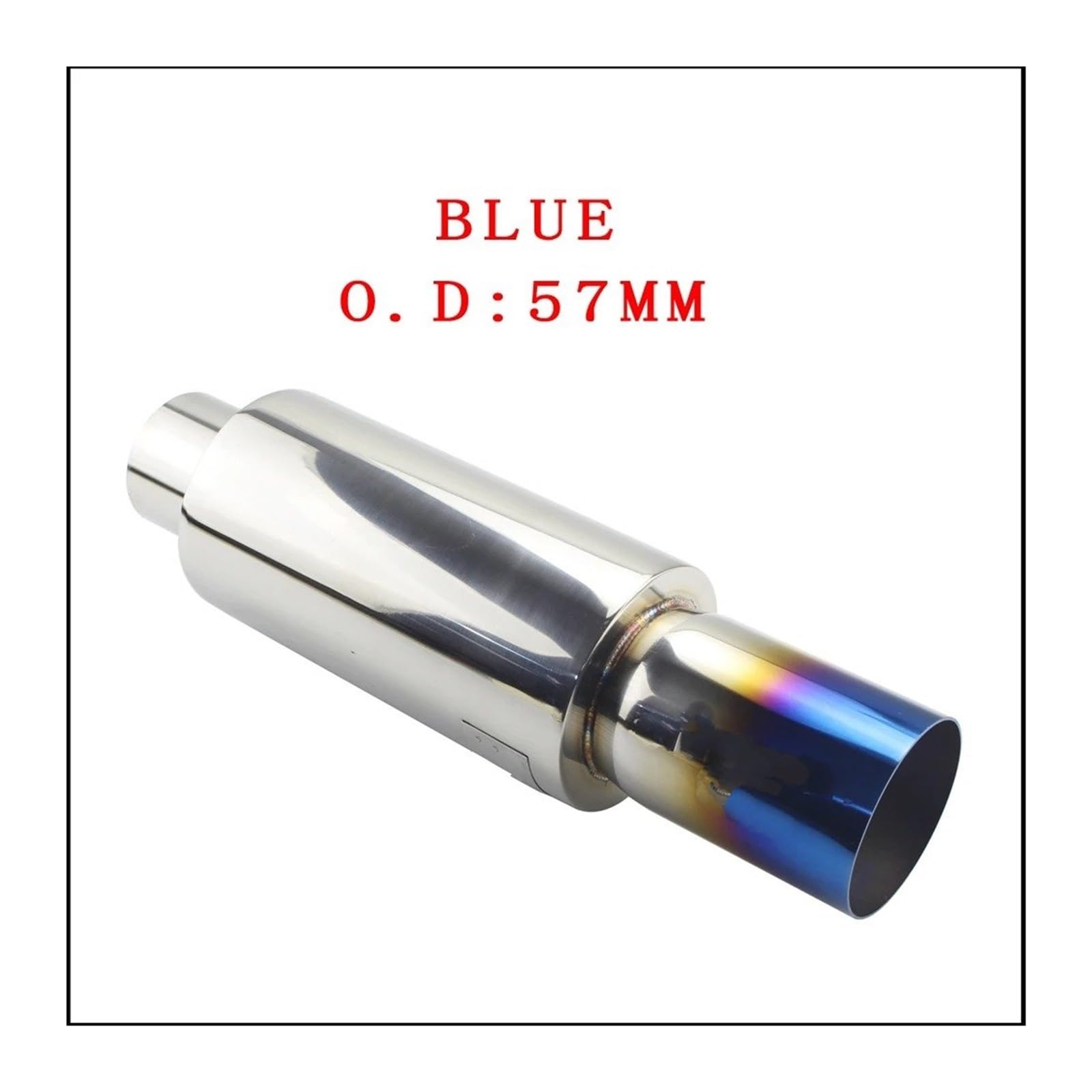 Auspuffblende Autoauspuff Schalldämpfer Endstück Universal Edelstahl Auspuffanlagen Rennschalldämpfer 2" 25"Bis 3" Blau Silber Auto Auspuff Schalldämpfer(Blue 57MM) von WALEQW