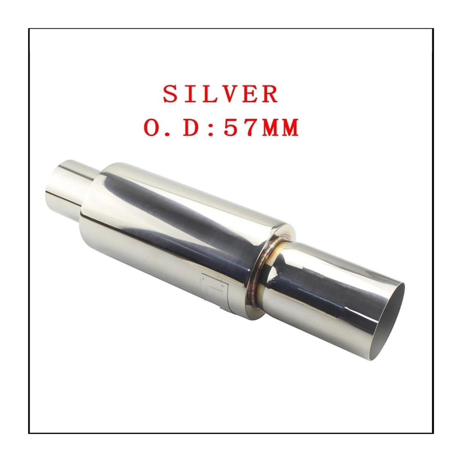 Auspuffblende Autoauspuff Schalldämpfer Endstück Universal Edelstahl Auspuffanlagen Rennschalldämpfer 2" 25"Bis 3" Blau Silber Auto Auspuff Schalldämpfer(Silver 57MM) von WALEQW