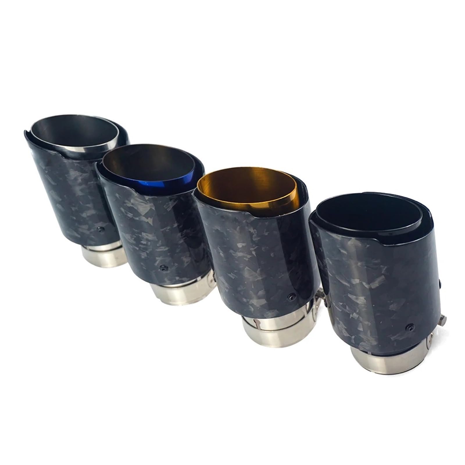 Auspuffblende Autoschmieden Carbon-Schalldämpferspitze Auspuffanlage Universal Gerade Edelstahl Vier Farben Auspuffschalldämpferspitzen Auto Auspuff Schalldämpfer(Yellow 60-101mm) von WALEQW