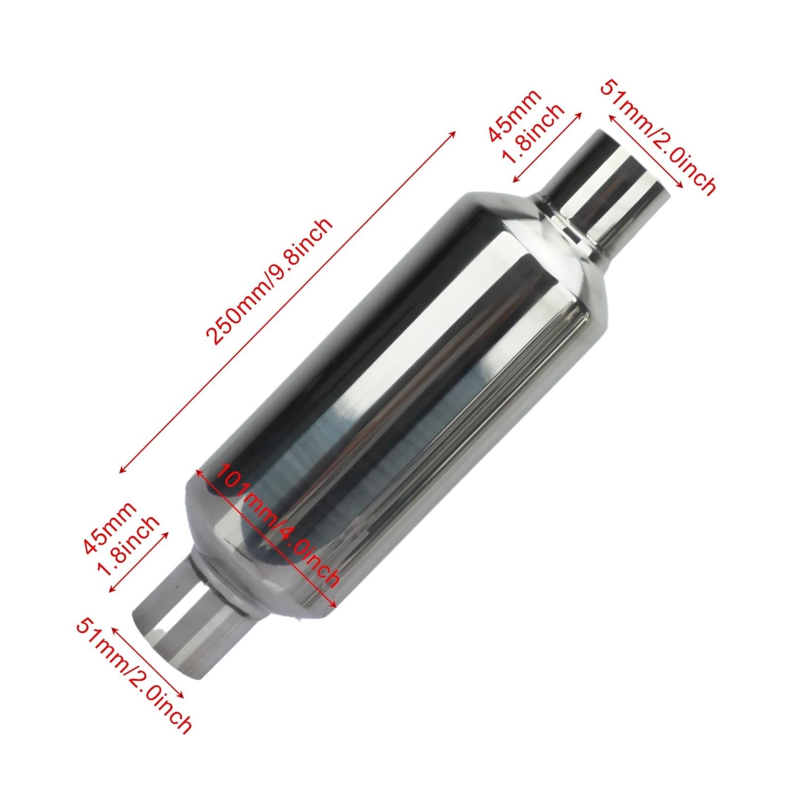 Auspuffblende Autozubehör Auspuffanlagen 2 225 25 3 '' Auspuffschalldämpfer High Flow Schalldämpferspitze Ausschnitt Edelstahl Fluchtrohr Schalldämpfer Auto Auspuff Schalldämpfer(51x101x51) von WALEQW