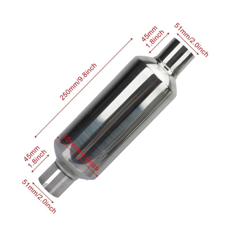 Auspuffblende Autozubehör Auspuffanlagen 2 225 25 3 '' Auspuffschalldämpfer High Flow Schalldämpferspitze Ausschnitt Edelstahl Fluchtrohr Schalldämpfer Auto Auspuff Schalldämpfer(51x101x51) von WALEQW