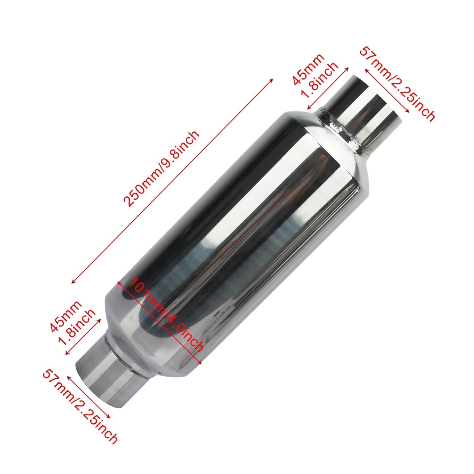Auspuffblende Autozubehör Auspuffanlagen 2 225 25 3 '' Auspuffschalldämpfer High Flow Schalldämpferspitze Ausschnitt Edelstahl Fluchtrohr Schalldämpfer Auto Auspuff Schalldämpfer(57x101x57) von WALEQW