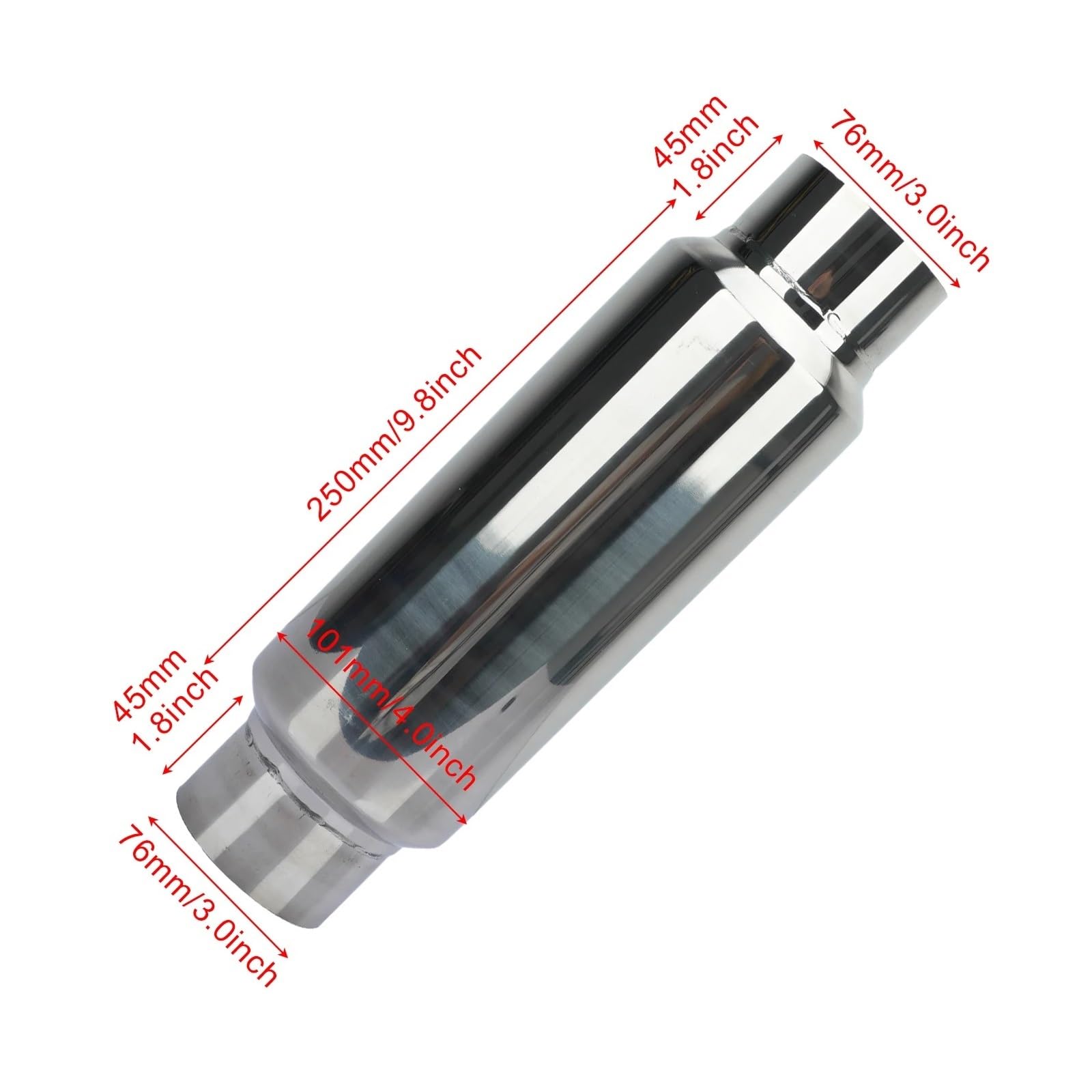Auspuffblende Autozubehör Auspuffanlagen 2 225 25 3 '' Auspuffschalldämpfer High Flow Schalldämpferspitze Ausschnitt Edelstahl Fluchtrohr Schalldämpfer Auto Auspuff Schalldämpfer(76x101x76) von WALEQW