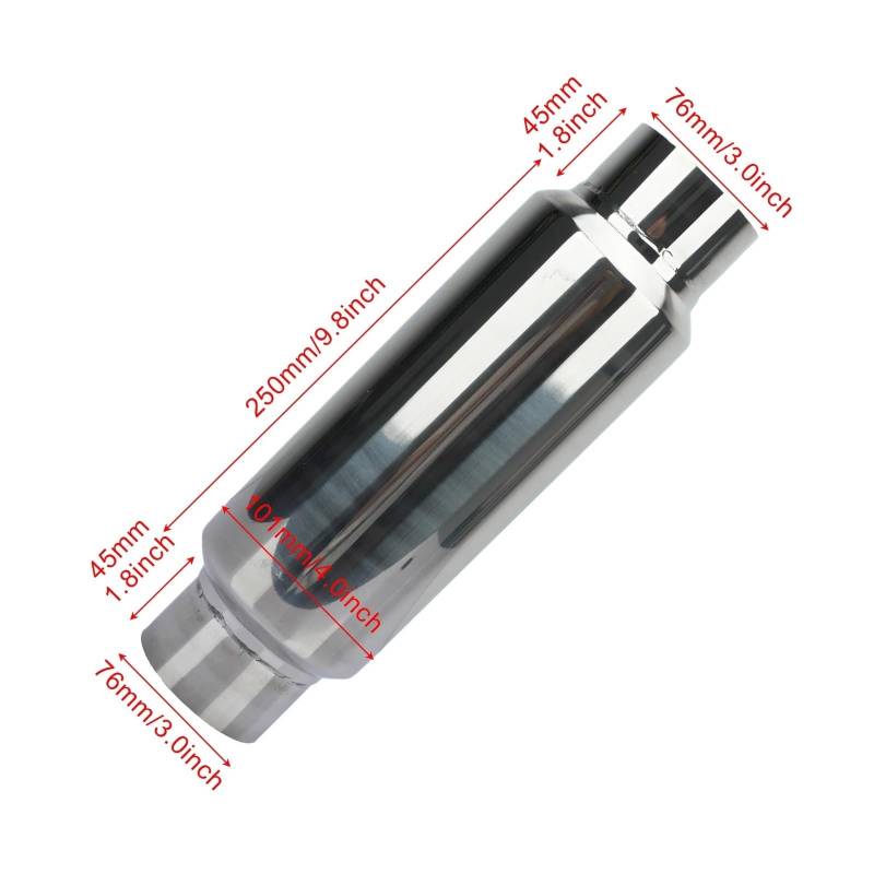 Auspuffblende Autozubehör Auspuffanlagen 2 225 25 3 '' Auspuffschalldämpfer High Flow Schalldämpferspitze Ausschnitt Edelstahl Fluchtrohr Schalldämpfer Auto Auspuff Schalldämpfer(76x101x76) von WALEQW