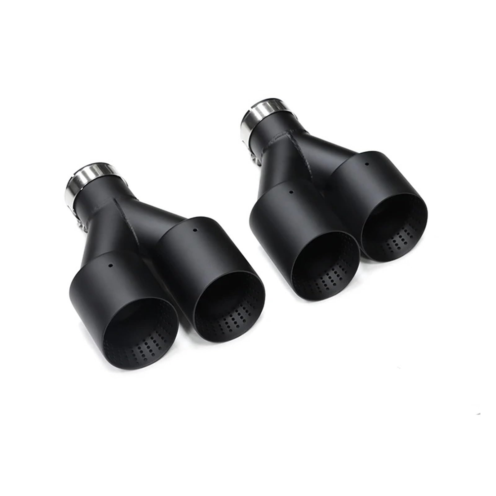 Auspuffblende Doppelte Matte Schwarze Edelstahl-Auto-Schalldämpfer-Auspuffendrohr-Systemrohr Universal-Auspuffendrohr U-Typ Für GTI Für MK7 Für Golf7-Düse Auto Auspuff Schalldämpfer(Right ID60MMOD114M von WALEQW