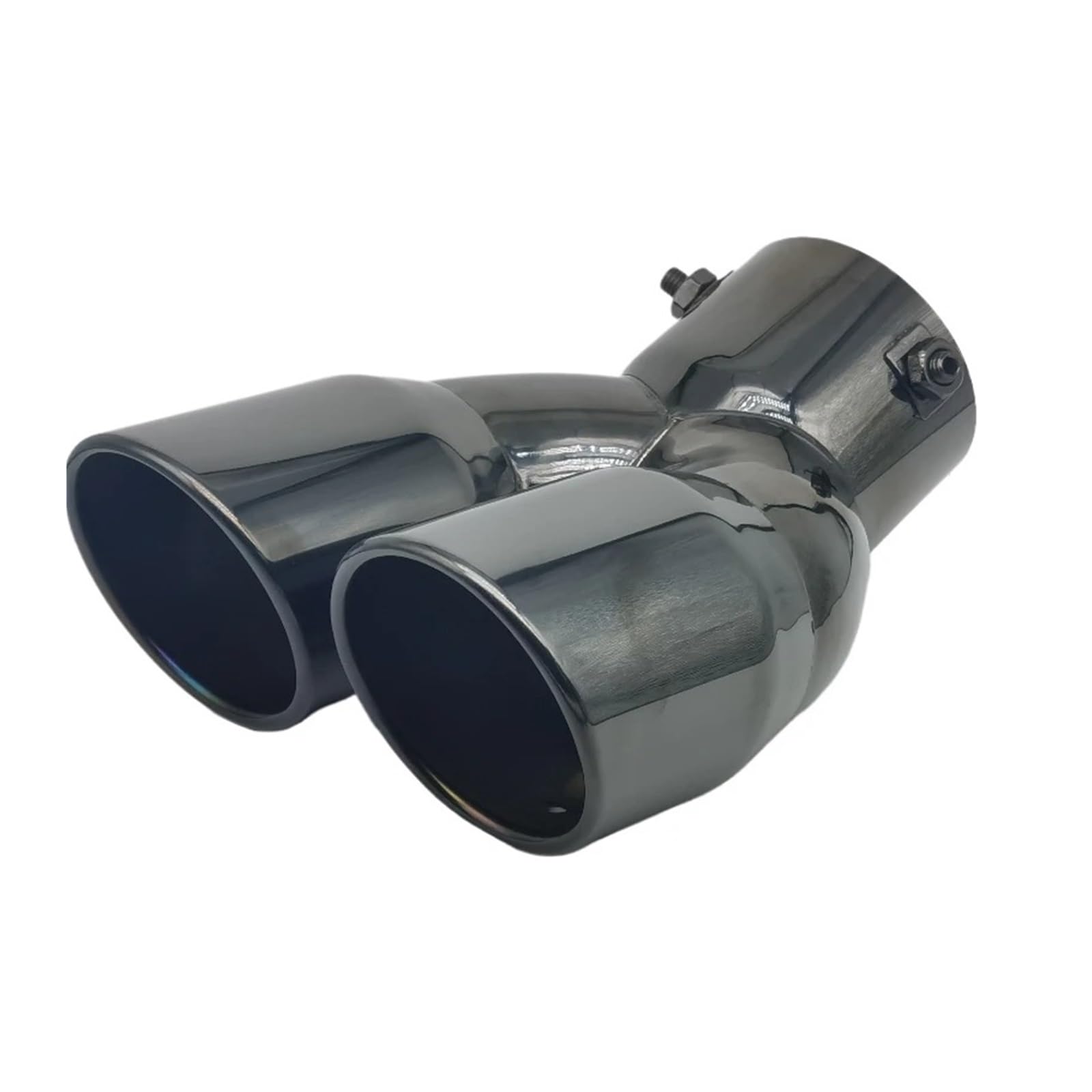 Auspuffblende Dual Outlet Auto Auspuffrohr Spitze Schalldämpfer Endrohr Universal Edelstahl Schnittstelle 63 76MM Einlass Abgassystem Auto Auspuff Schalldämpfer(63MM Curved) von WALEQW