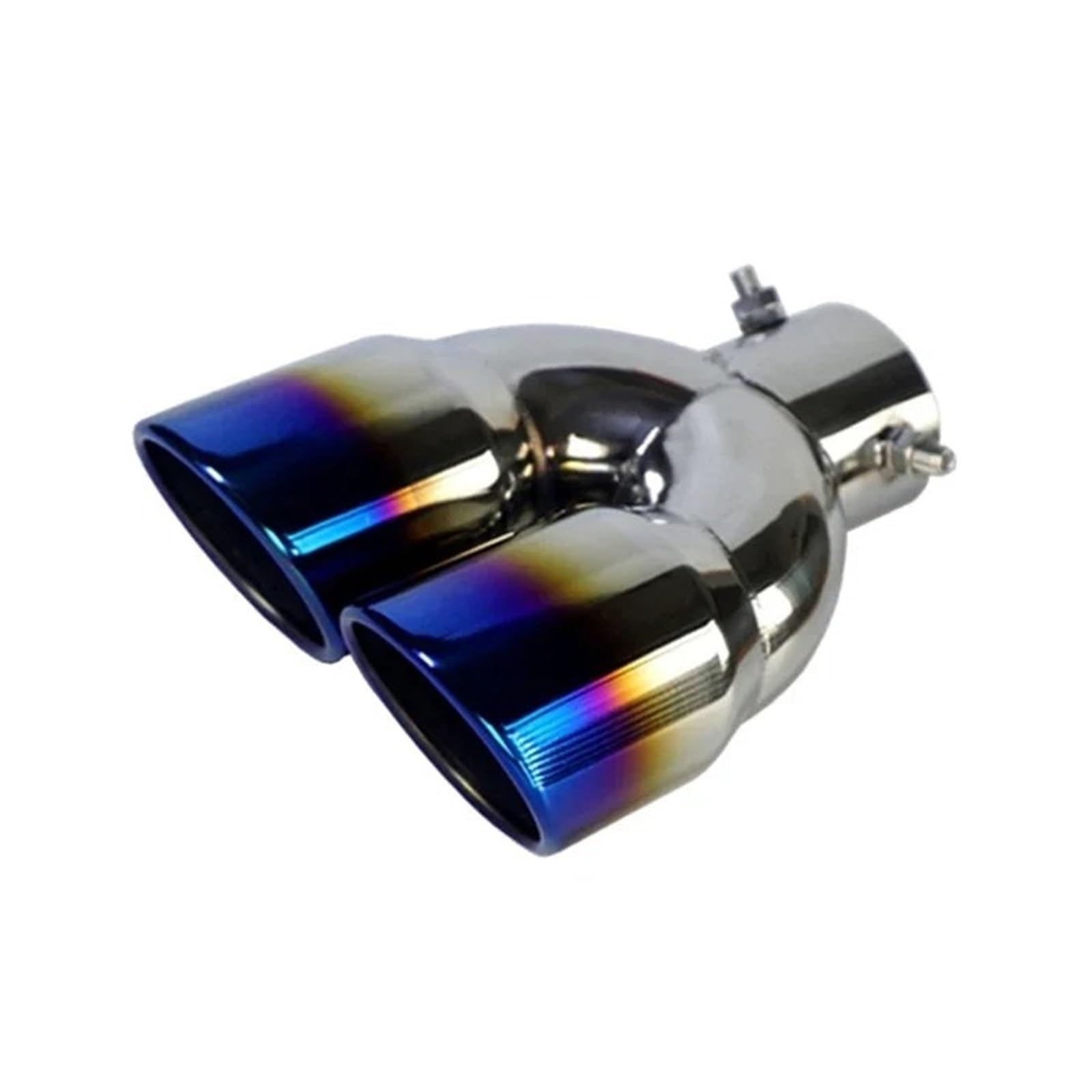 Auspuffblende Dual Outlet Auto Auspuffrohr Spitze Schalldämpfer Endrohr Universal Edelstahl Schnittstelle 63 76MM Einlass Abgassystem Auto Auspuff Schalldämpfer(63mm Blue) von WALEQW