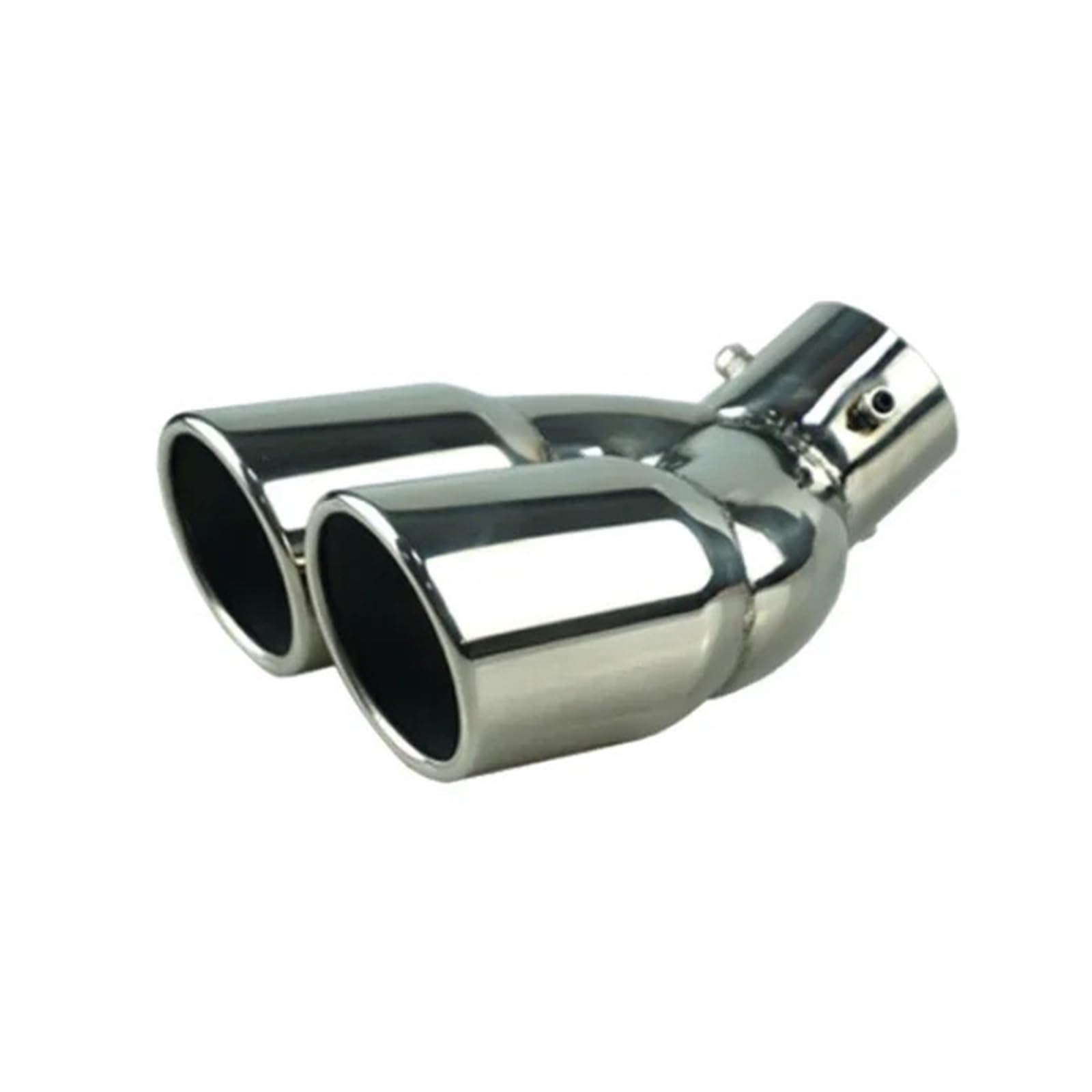 Auspuffblende Dual Outlet Auto Auspuffrohr Spitze Schalldämpfer Endrohr Universal Edelstahl Schnittstelle 63 76MM Einlass Abgassystem Auto Auspuff Schalldämpfer(63mm Silver Bent) von WALEQW