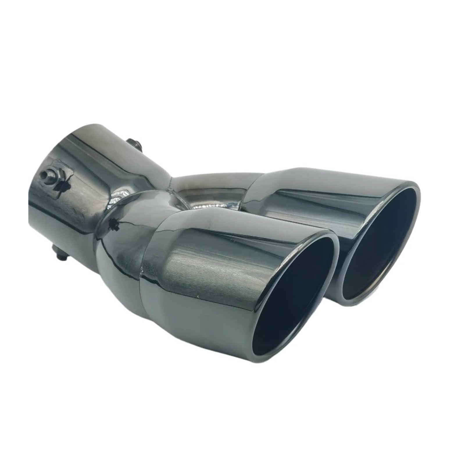 Auspuffblende Dual Outlet Auto Auspuffrohr Spitze Schalldämpfer Endrohr Universal Edelstahl Schnittstelle 63 76MM Einlass Abgassystem Auto Auspuff Schalldämpfer(76MM Curved) von WALEQW