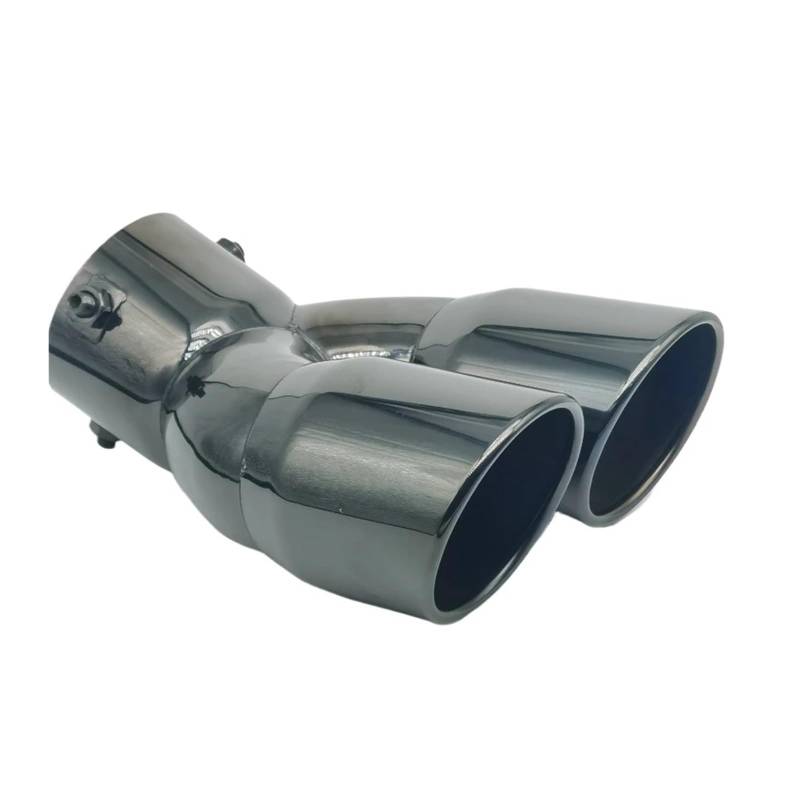 Auspuffblende Dual Outlet Auto Auspuffrohr Spitze Schalldämpfer Endrohr Universal Edelstahl Schnittstelle 63 76MM Einlass Abgassystem Auto Auspuff Schalldämpfer(76MM Curved) von WALEQW