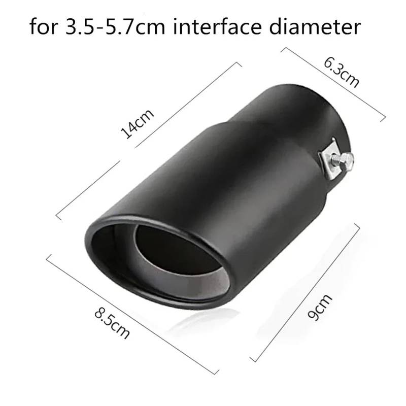 Auspuffblende Edelstahl Auto Endrohr Universal Auspuff Mehrere Farben Und Stile Runde Endstück Modifikation Auspuffrohr Auto Zubehör Auto Auspuff Schalldämpfer(Straight-Black) von WALEQW
