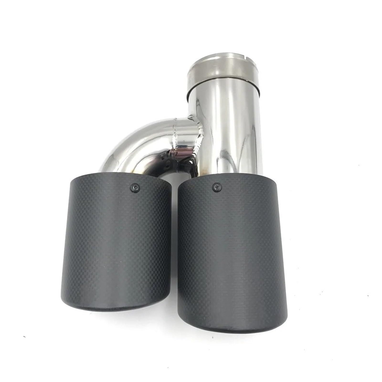 Auspuffblende Links Rechts H Stil Einlass 63mm Auslass 89mm Carbon Faser Auspuff Spitze Matt Schwarz Farbe Auspuffrohr Schalldämpfer Auto Auto Auspuff Schalldämpfer(ID 83mm-OD 101mm) von WALEQW
