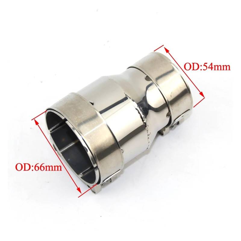 Auspuffblende Universal Auto Edelstahl Standard Auspuff Reduzierstück Verbindungsrohr 54mm Aus 66mm Außendurchmesser Auto Auspuff Schalldämpfer(OD 54-66) von WALEQW