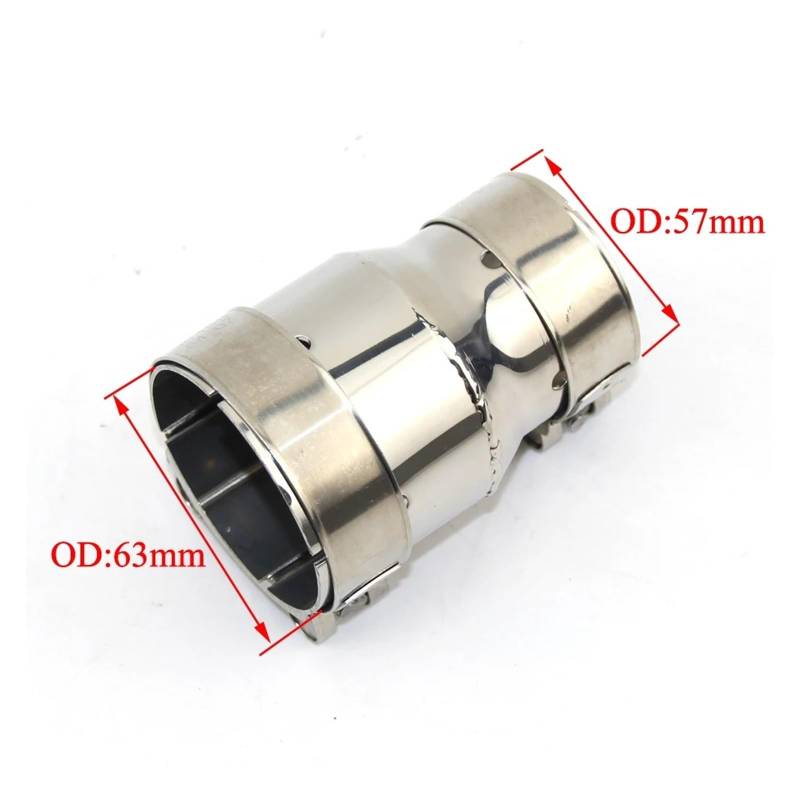 Auspuffblende Universal Auto Edelstahl Standard Auspuff Reduzierstück Verbindungsrohr 54mm Aus 66mm Außendurchmesser Auto Auspuff Schalldämpfer(OD 57-63) von WALEQW