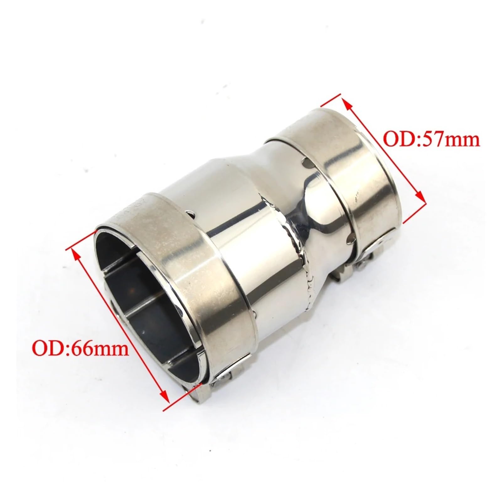 Auspuffblende Universal Auto Edelstahl Standard Auspuff Reduzierstück Verbindungsrohr 54mm Aus 66mm Außendurchmesser Auto Auspuff Schalldämpfer(OD 57-66) von WALEQW