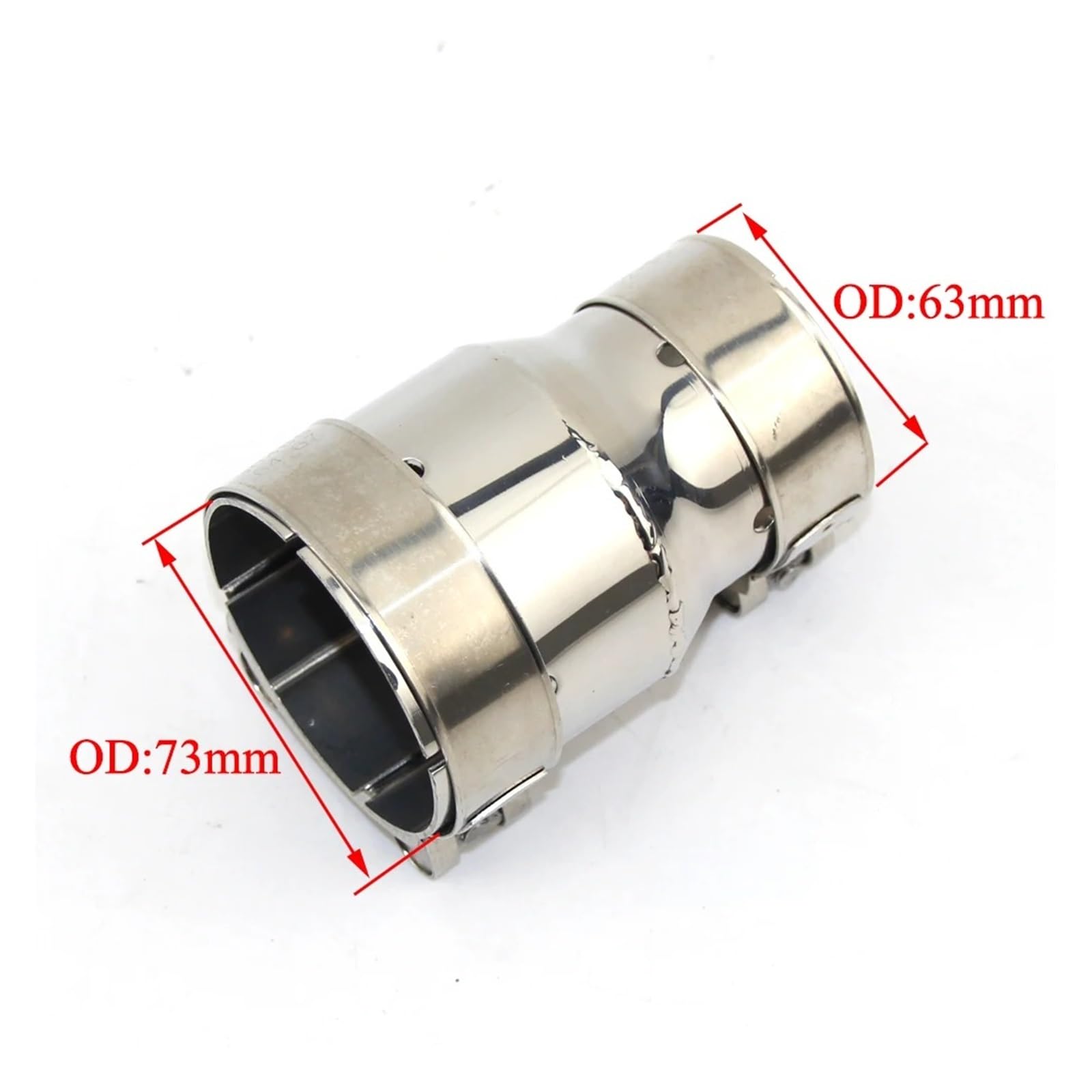 Auspuffblende Universal Auto Edelstahl Standard Auspuff Reduzierstück Verbindungsrohr 54mm Aus 66mm Außendurchmesser Auto Auspuff Schalldämpfer(OD 63-73) von WALEQW