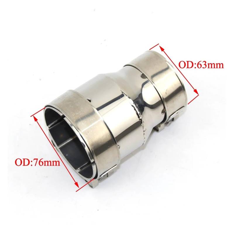 Auspuffblende Universal Auto Edelstahl Standard Auspuff Reduzierstück Verbindungsrohr 54mm Aus 66mm Außendurchmesser Auto Auspuff Schalldämpfer(OD 63-76) von WALEQW