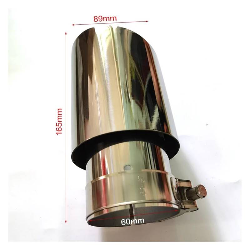 Auspuffblende Universal-Schalldämpfer Edelstahl-Auspuffblende 60 Oder 63 Mm Bis 101 Mm Schalldämpfer Auto-Styling Auspuffanlage Auto Auspuff Schalldämpfer(ID60mm-OD89mm) von WALEQW
