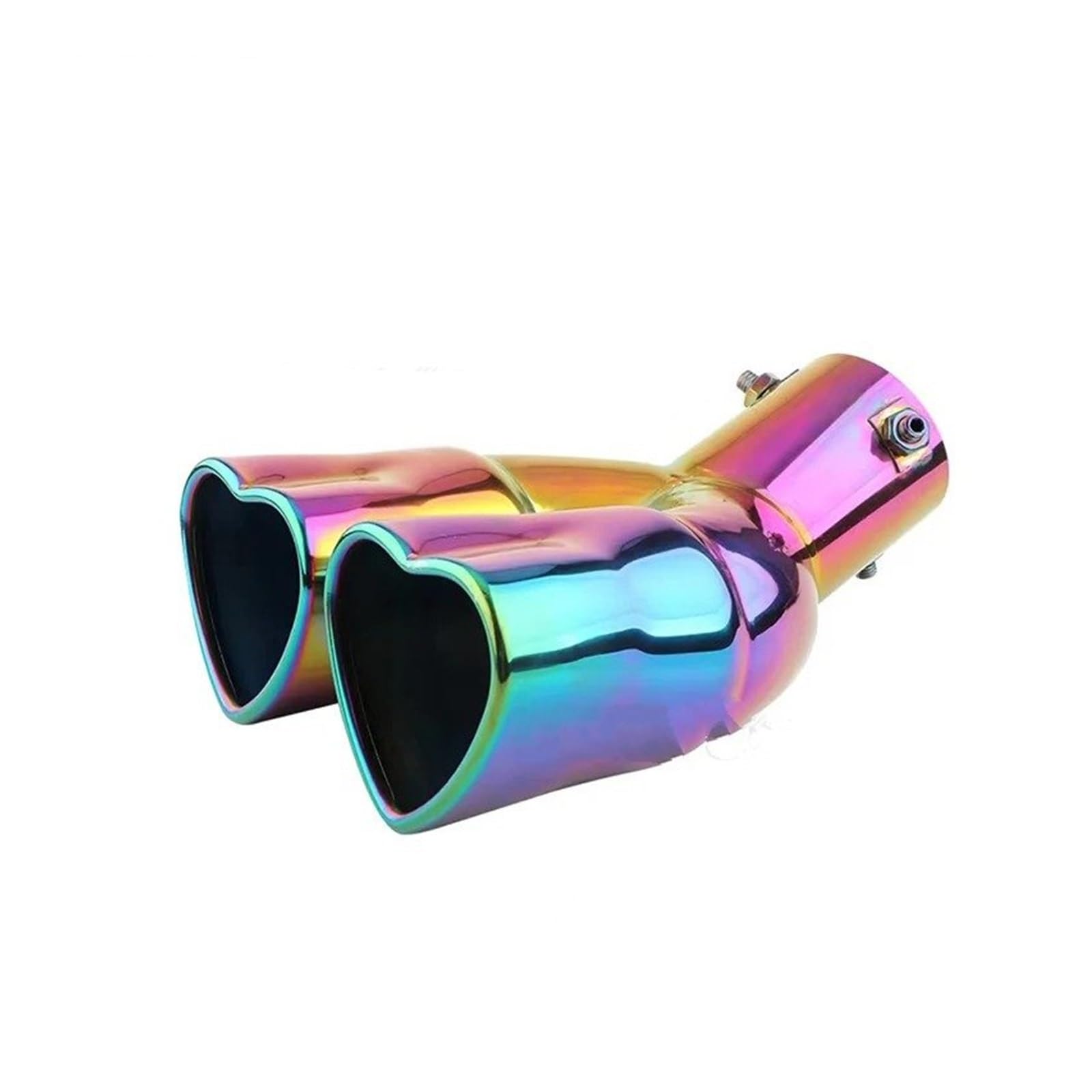 Auspuffblende Universeller Herzförmiger Auto-Auspuffendrohr-Schalldämpfer 25 Zoll Herzkante Auto-Edelstahl-Auslass-Schalldämpfer-Endrohr Auto Auspuff Schalldämpfer(Curved Color) von WALEQW