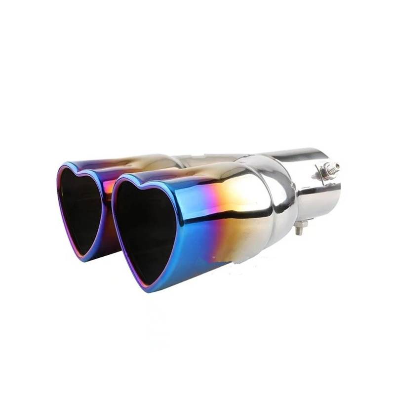 Auspuffblende Universeller Herzförmiger Auto-Auspuffendrohr-Schalldämpfer 25 Zoll Herzkante Auto-Edelstahl-Auslass-Schalldämpfer-Endrohr Auto Auspuff Schalldämpfer(Straight Roast Blue) von WALEQW