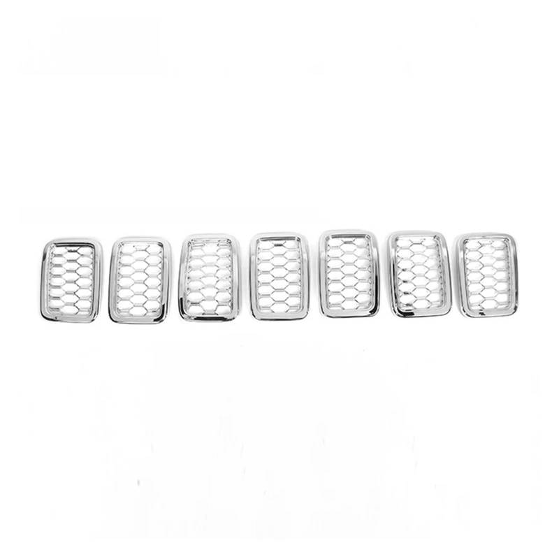 Kühlergrill Grill Auto Kühlergrill Mesh Einsatz Dekoration Abdeckung Trim Für Jeep Für Grand Für Cherokee 2014 2015 2016 2017 20198 2019-2023 Auto Außen Zubehör Nieren Kühlergrill(2017UP Chrome) von WALEQW