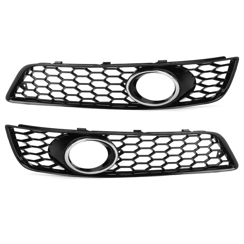 Kühlergrill Grill Auto Nebel Licht Lünette Abdeckung Front Stoßstange Lampe Kühlergrill Mit Lampe Loch Mesh Stil Für A3 Für 8P 2009 2010 2011 2012 2013 Nieren Kühlergrill(Chrome Silver) von WALEQW