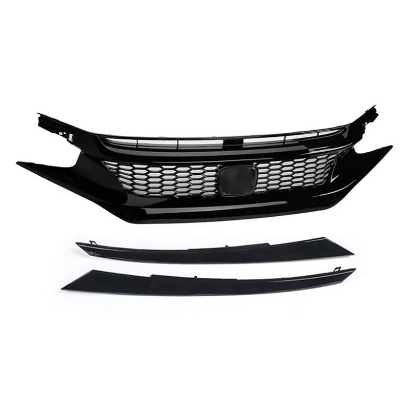 Kühlergrill Grill Fronthaubengrill Racing Stoßstangengrill Außenzubehör Für Civic 10. 2016 2017 2018 2019 2020 2021 Schwarzer Ansauggrill Nieren Kühlergrill(2021 Black-B) von WALEQW