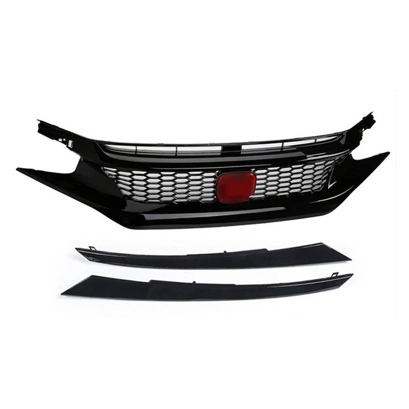 Kühlergrill Grill Fronthaubengrill Racing Stoßstangengrill Außenzubehör Für Civic 10. 2016 2017 2018 2019 2020 2021 Schwarzer Ansauggrill Nieren Kühlergrill(2021 Red-B) von WALEQW