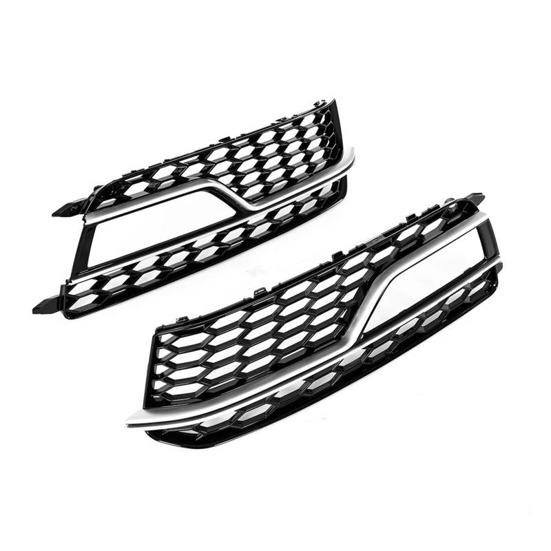 Kühlergrill Grill Nebelscheinwerferrahmen Grill Mesh Lünette Glänzend Schwarz Wabenloch Panel Nebelscheinwerfer Surround-Abdeckung Passend Für A5 Für S-Line Für S5 Nieren Kühlergrill(Chrome Trim Strip von WALEQW