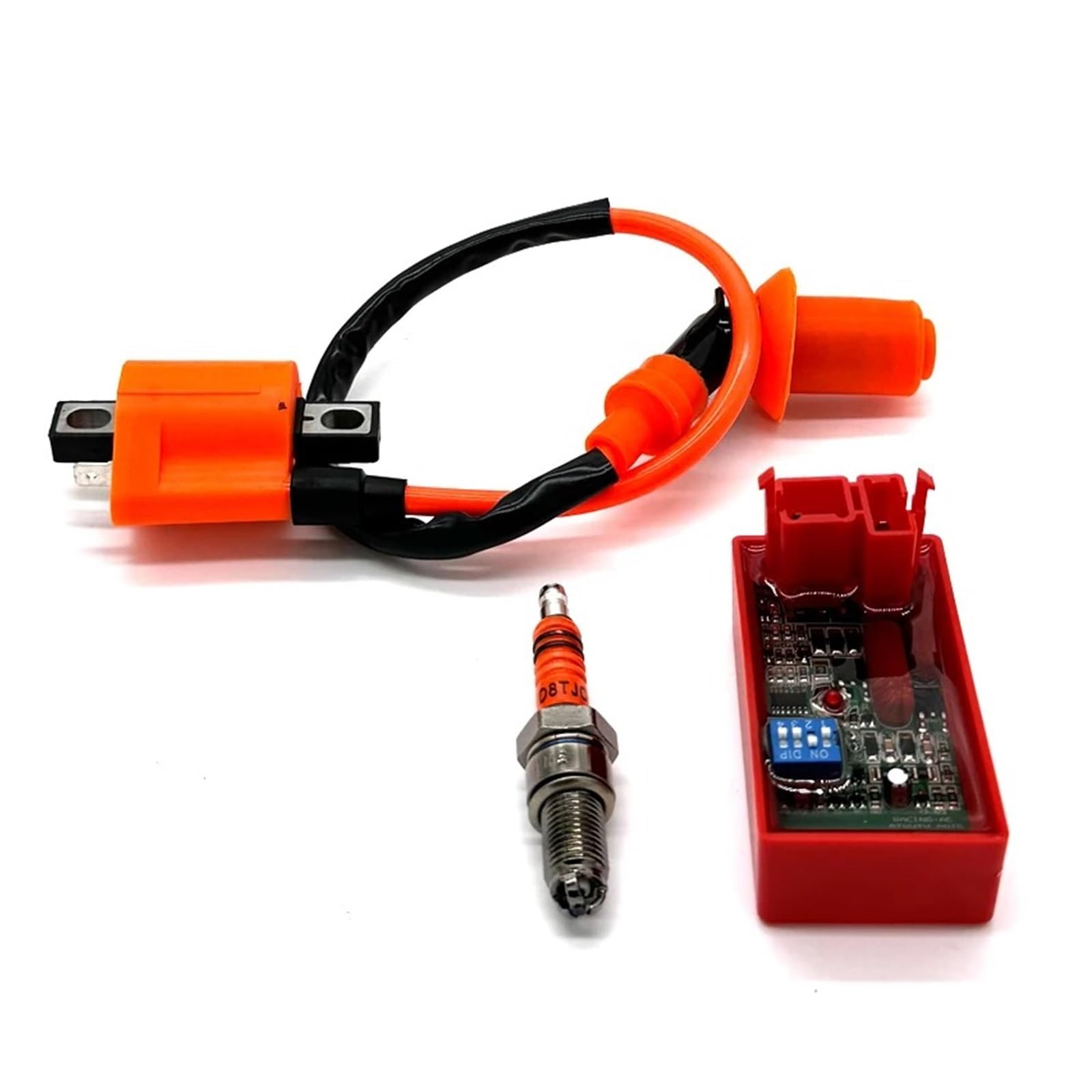 Zündspule Racing AC/DC 6PIN CDI Geschwindigkeitsbegrenzung DIP-Schalter Zündspule D8TJC Zündkerzensatz Für ATV CG125 CG150 CG200 Dirt Pit Bike Moped Motorrad-Zündkerze(6PIN AC CDI KIT) von WALEQW