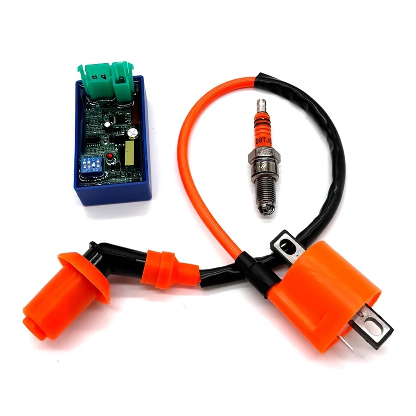 Zündspule Racing AC/DC 6PIN CDI Geschwindigkeitsbegrenzung DIP-Schalter Zündspule D8TJC Zündkerzensatz Für ATV CG125 CG150 CG200 Dirt Pit Bike Moped Motorrad-Zündkerze(6PIN DC CDI KIT) von WALEQW