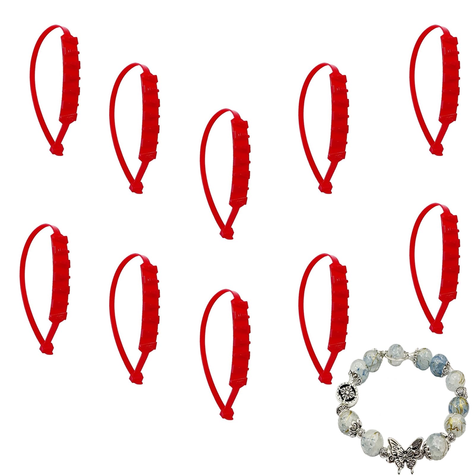 10 Stück Winter-Anti-Rutsch-Schneeketten for Motorräder, Fahrräder, Reifen, Räder, rutschfeste Kabelbinder, Motorrad-Notfall-Reifenkettenwerkzeug (Color : 10pcs red) von WALKFB