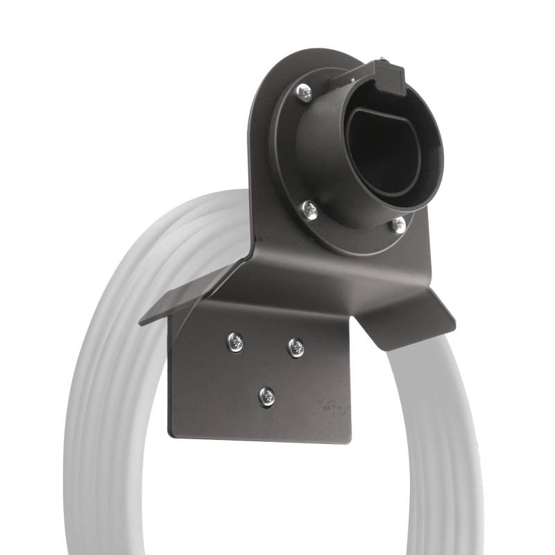 Wallbox24 Premium Wandhalterung für Ladekabel Stecker Typ 2 gerade schwarz Ladestation Wallbox von WALLBOX24.de DER E-PROFI...