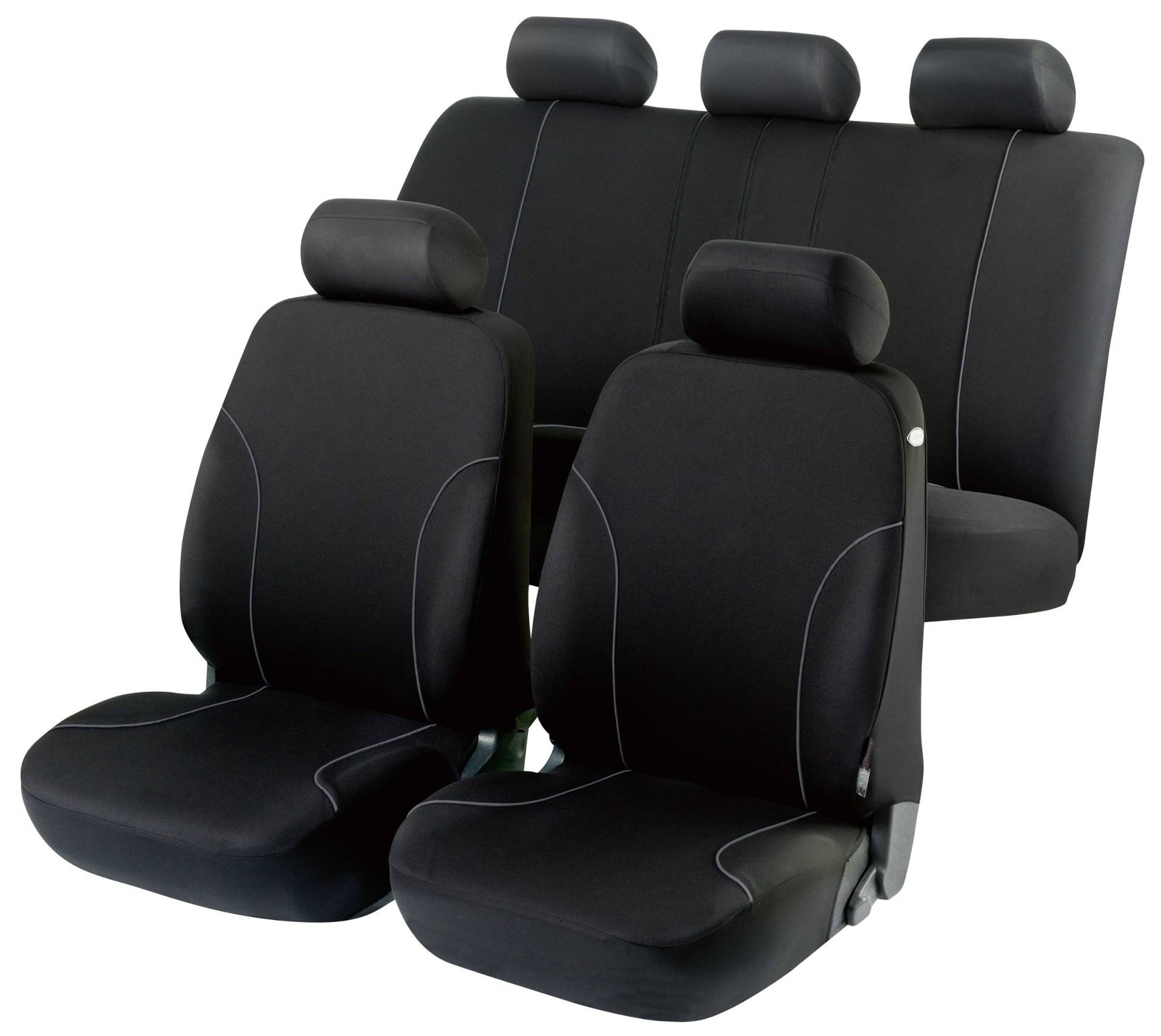 Autositzbezug ZIPP-IT Basic Allessandro, PKW-Schonbezüge Komplettset mit Reißverschluss-System schwarz von WALSER