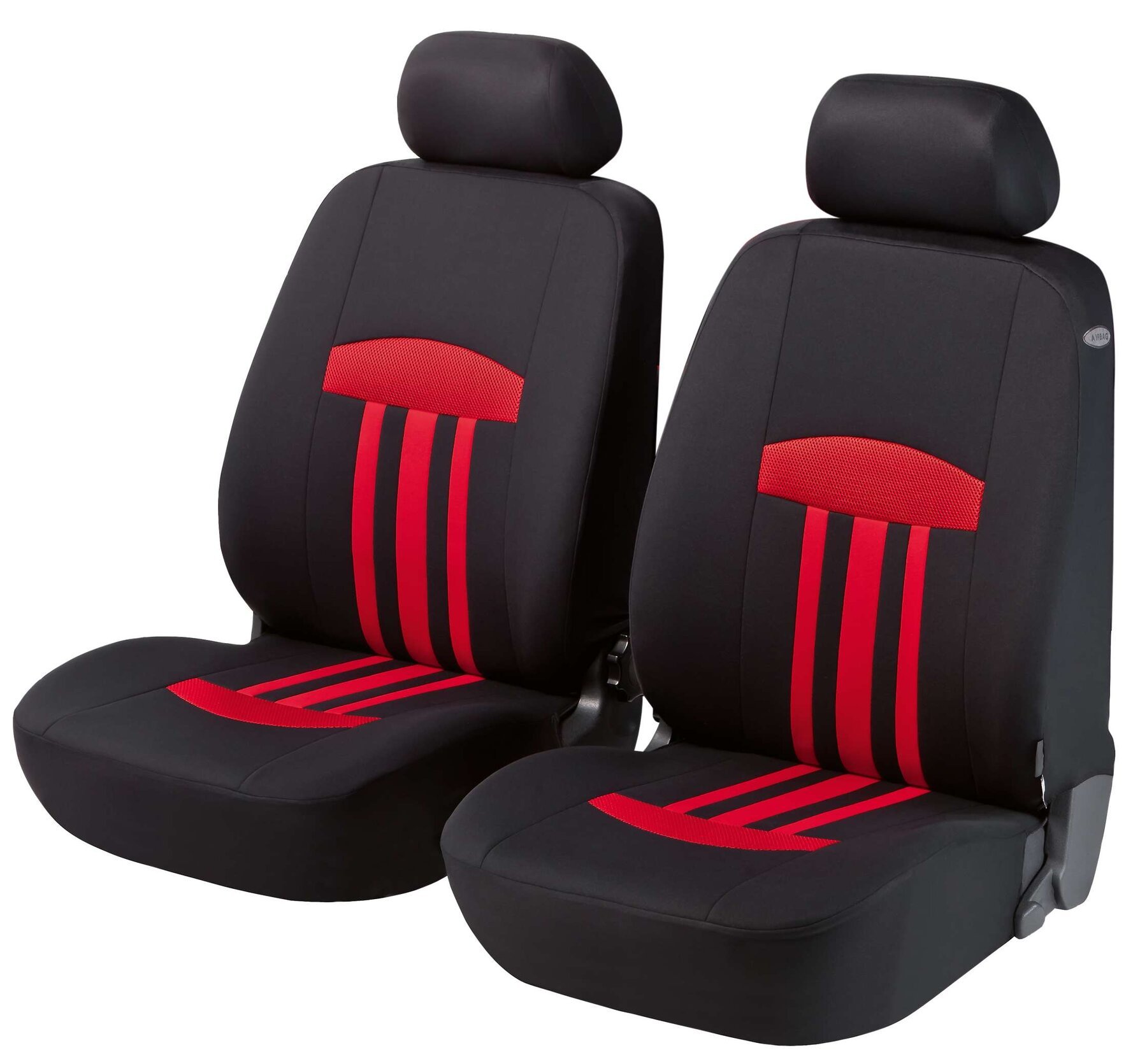 Autositzbezug ZIPP-IT Basic Kent, PKW-Schonbezüge für 2 Vordersitze mit Reißverschluss-System schwarz/rot von WALSER