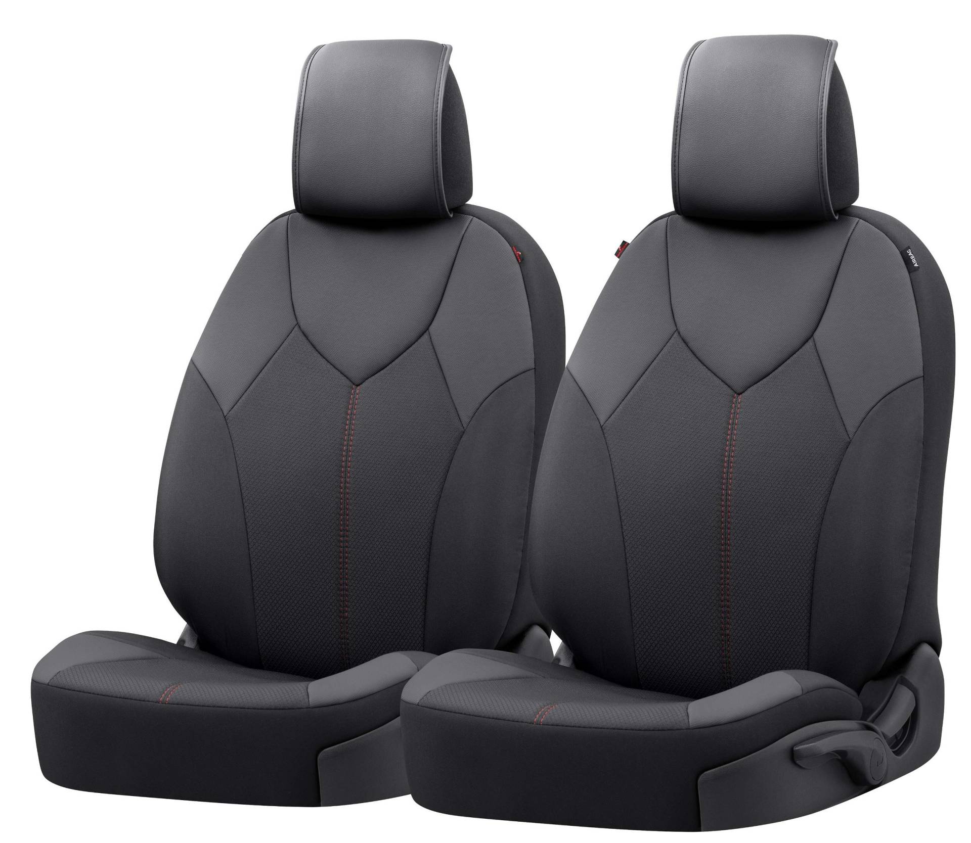 Autositzbezug ZIPP-IT Deluxe Portofino, PKW-Schonbezüge für 2 Vordersitze mit Reißverschluss-System schwarz/rot von WALSER