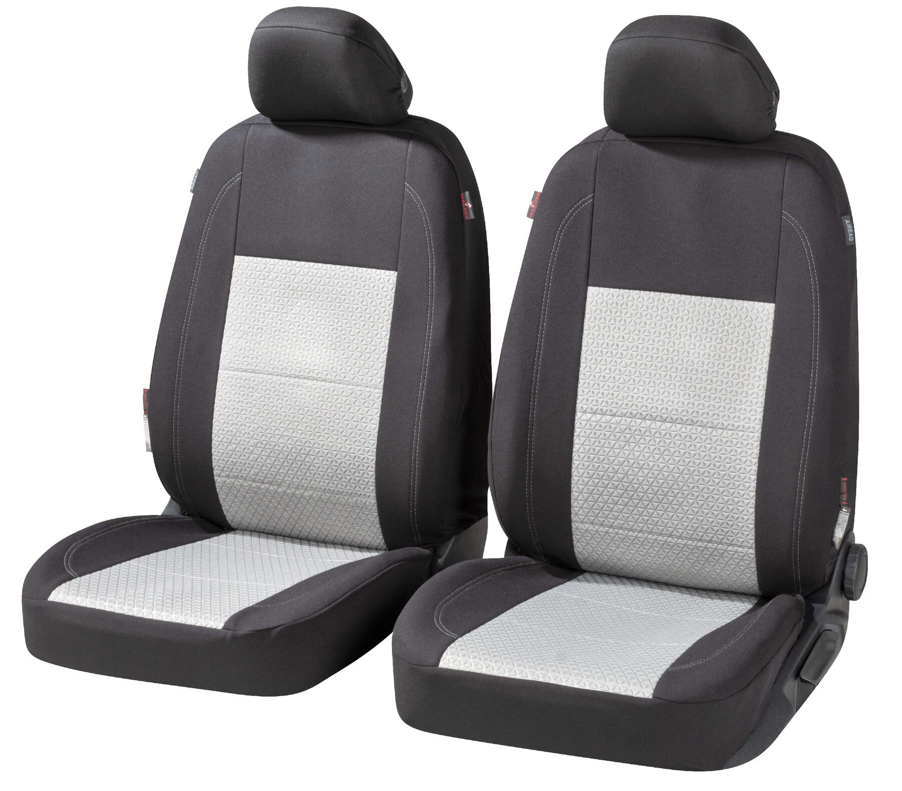 Autositzbezug ZIPP-IT Premium Avignon, PKW-Schonbezüge für 2 Vordersitze mit Reißverschluss-System schwarz/silber von WALSER