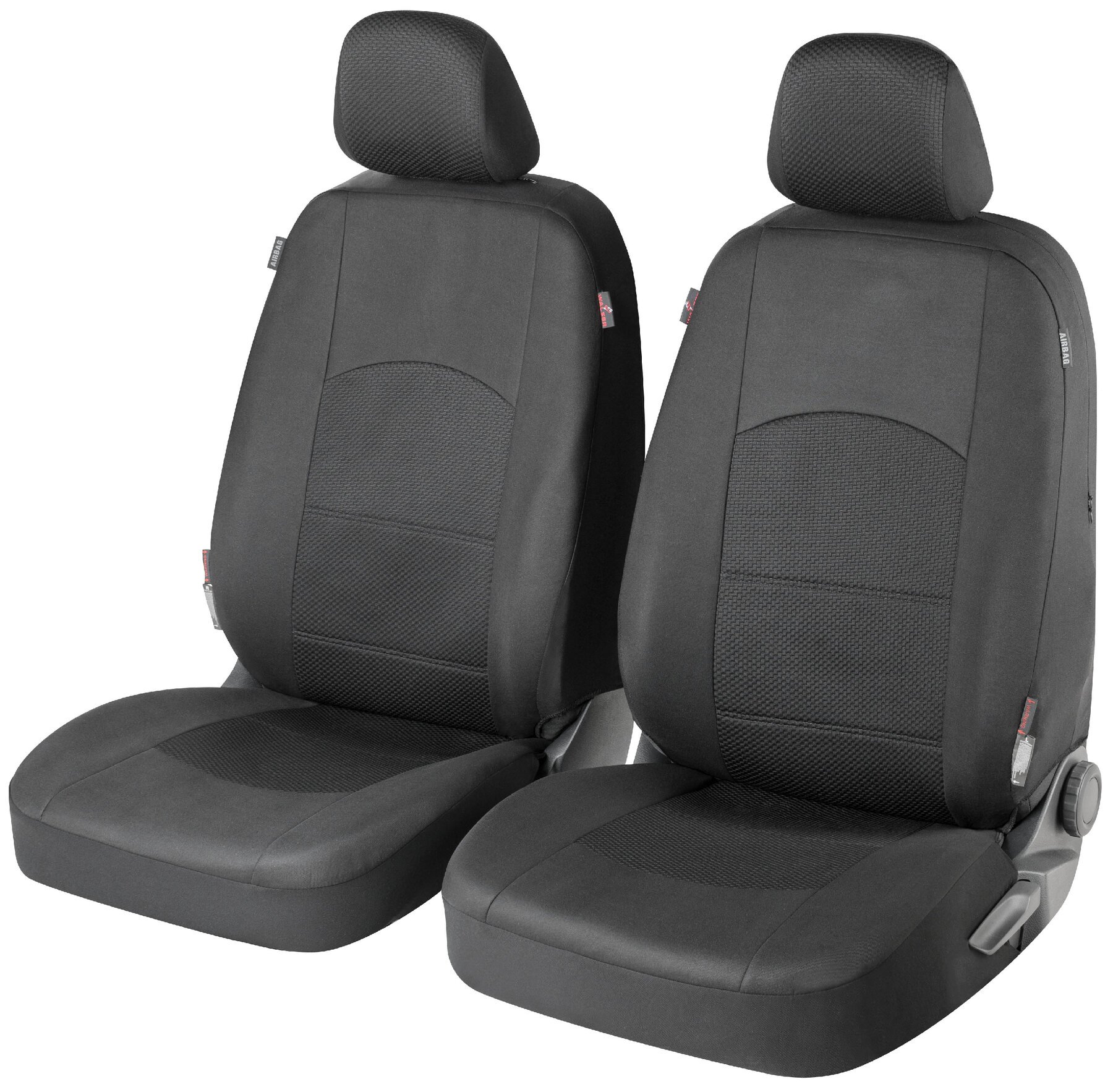Autositzbezug ZIPP-IT Premium Derby, PKW-Schonbezüge für 2 Vordersitze mit Reißverschluss-System schwarz von WALSER